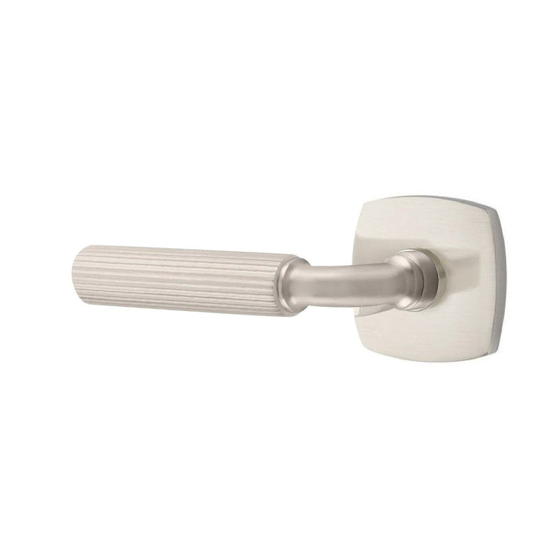 Emtek Select R-Bar Straight Knurled Lever with Urban Modern Rosette in Satin Nickel finish