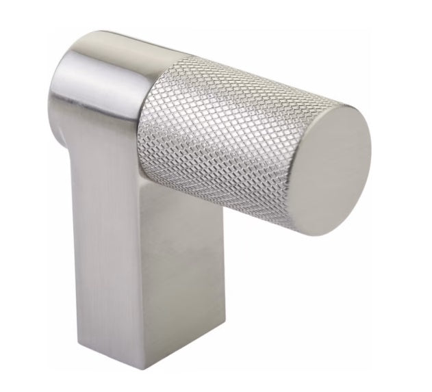 The Emtek Select Rectangular Knurled Cabinet Finger Pull 2" in Satin Nickel finish