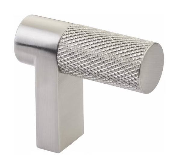 The Emtek Select Rectangular Knurled Cabinet Finger Pull 1 1/2" in Satin Nickel finish