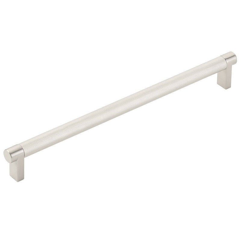 The Emtek Select Rectangular Stem Knurled Cabinet Pull in Satin Nickel finish