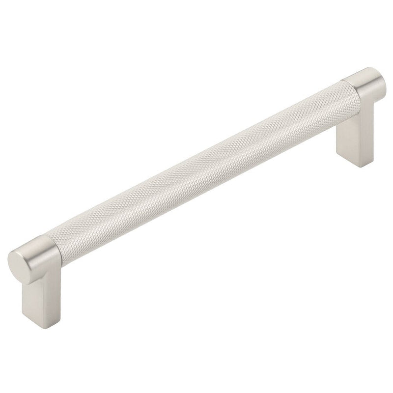 The Emtek Select Rectangular Stem Knurled Cabinet Pull in Satin Nickel finish