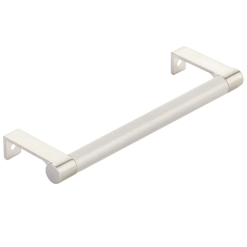 The Emtek Select Round Knurled Cabinet Edge Pull in Satin Nickel finish