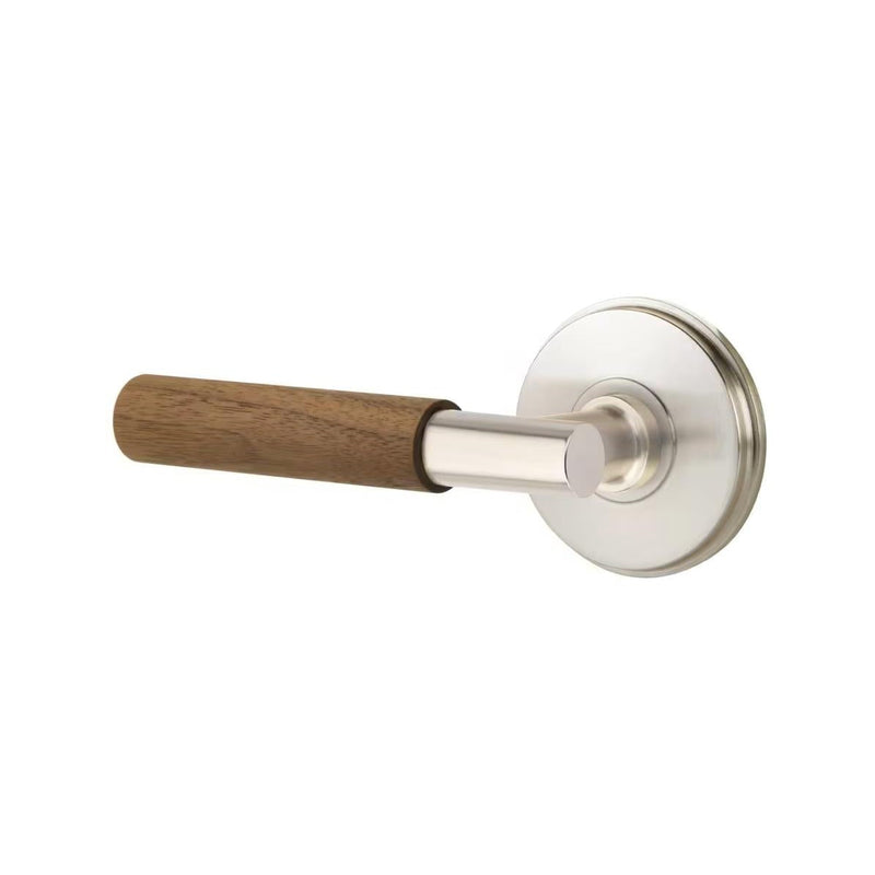 Emtek Select T-Bar Dark Walnut Lever with Watford Rosette in Satin Nickel finish