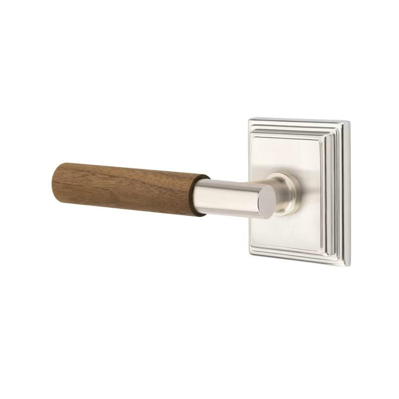 Emtek Select T-Bar Dark Walnut Lever with Wilshire Rosette in Satin Nickel finish