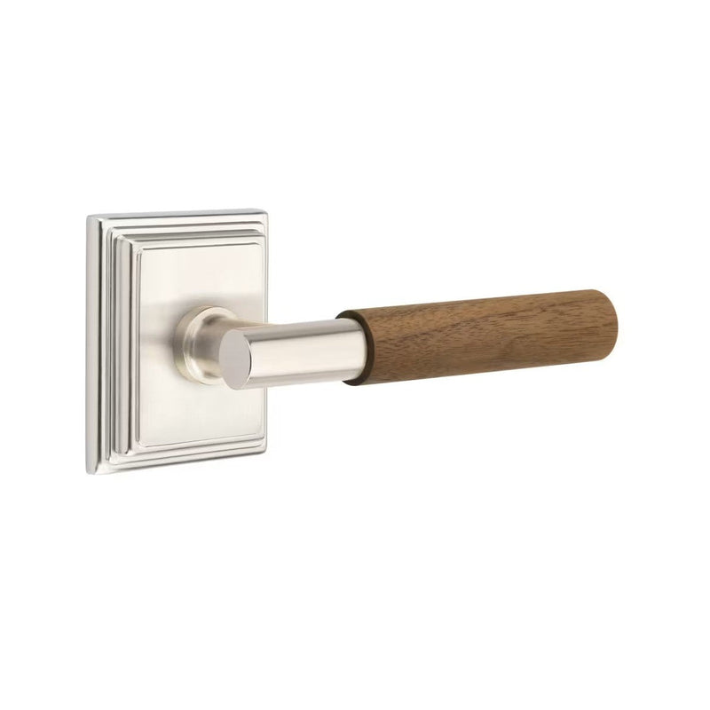 Emtek Select T-Bar Dark Walnut Lever with Wilshire Rosette in Satin Nickel finish