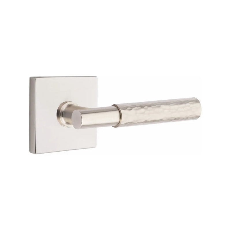 Emtek Select T-Bar Hammered Lever with Square Rosette in Satin Nickel finish