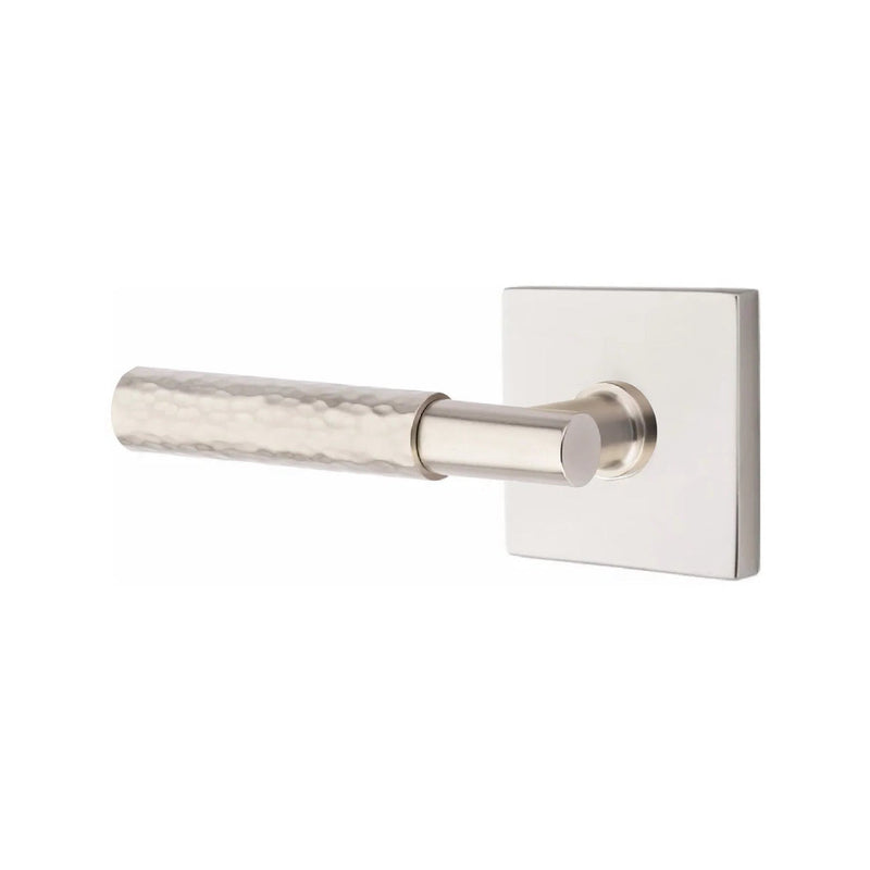 Emtek Select T-Bar Hammered Lever with Square Rosette in Satin Nickel finish