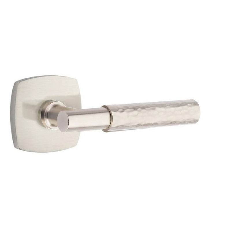 Emtek Select T-Bar Hammered Lever with Urban Modern Rosette in Satin Nickel finish