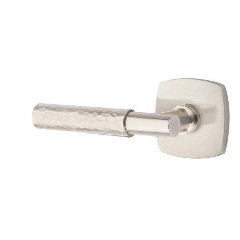 Emtek Select T-Bar Hammered Lever with Urban Modern Rosette in Satin Nickel finish