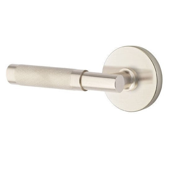 Emtek Select T-Bar Knurled Lever with Disk Rosette in Satin Nickel finish