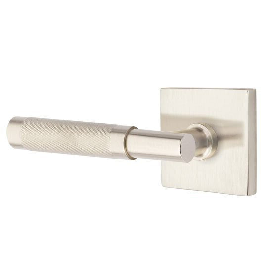 Emtek Select T-Bar Knurled Lever with Square Rosette in Satin Nickel finish