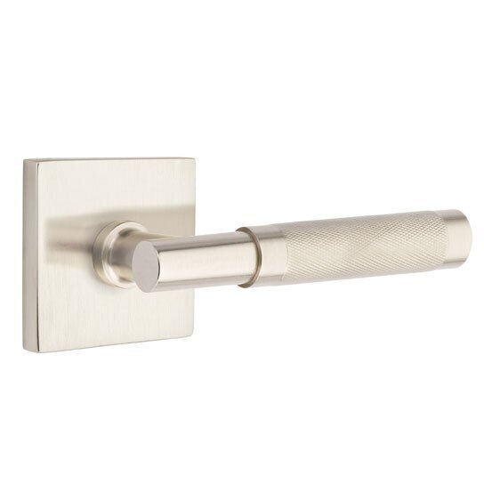 Emtek Select T-Bar Knurled Lever with Square Rosette in Satin Nickel finish