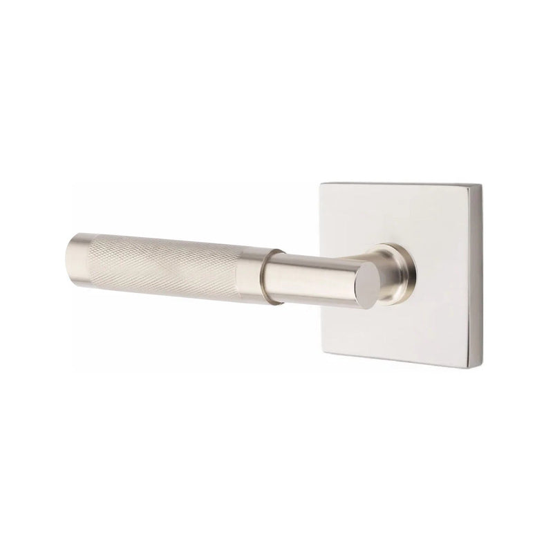 Emtek Select T-Bar Knurled Lever with Square Rosette in Satin Nickel finish