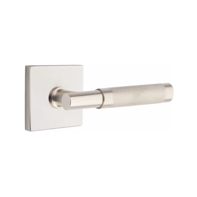 Emtek Select T-Bar Knurled Lever with Square Rosette in Satin Nickel finish