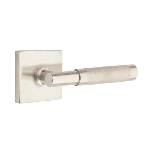 Emtek Select T-Bar Knurled Lever with Square Rosette in Satin Nickel finish