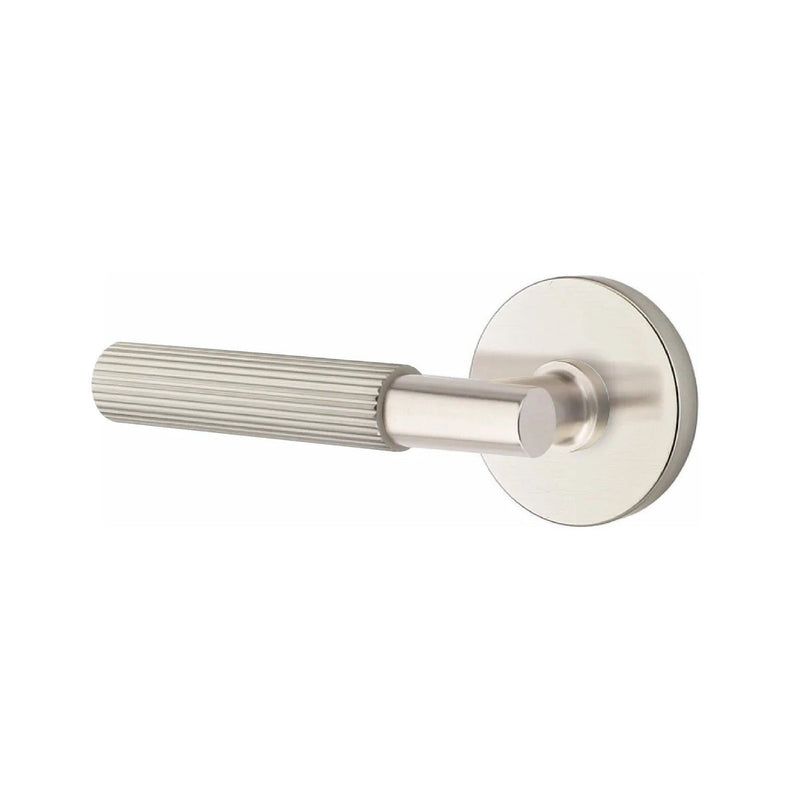 Emtek Select T-Bar Straight Knurled Lever with Disk Rosette in Satin Nickel finish