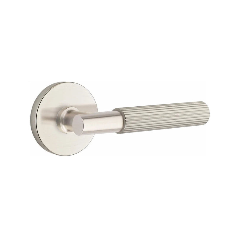 Emtek Select T-Bar Straight Knurled Lever with Disk Rosette in Satin Nickel finish