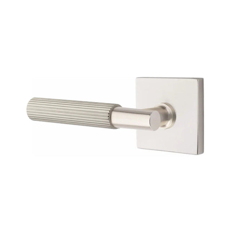 Emtek Select T-Bar Straight Knurled Lever with Square Rosette in Satin Nickel finish