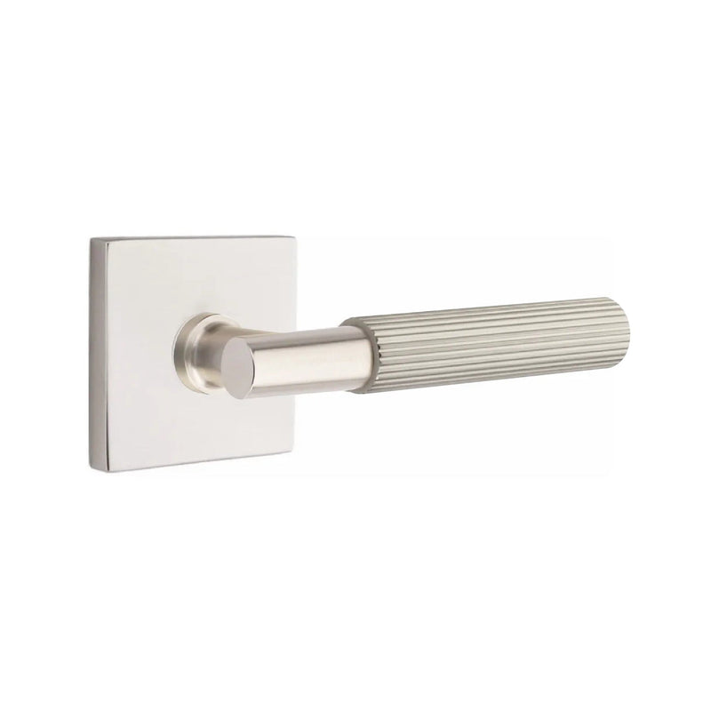 Emtek Select T-Bar Straight Knurled Lever with Square Rosette in Satin Nickel finish