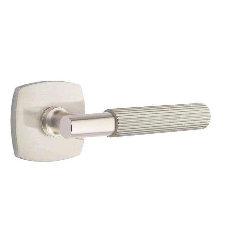 Emtek Select T-Bar Straight Knurled Lever with Urban Modern Rosette in Satin Nickel finish