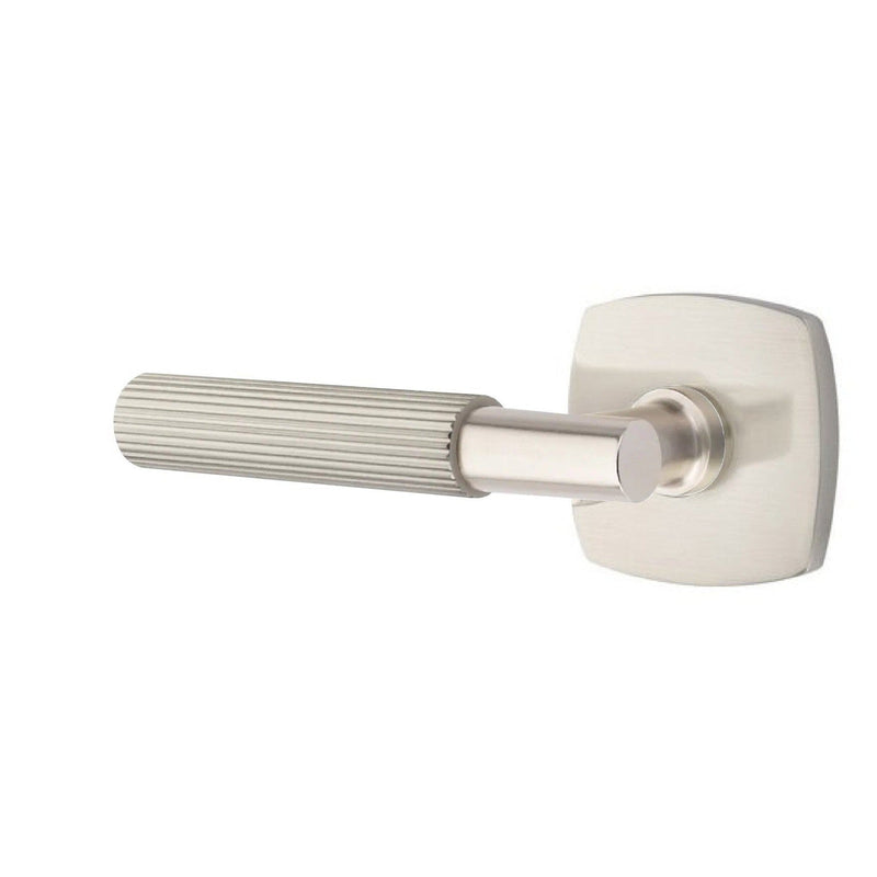 Emtek Select T-Bar Straight Knurled Lever with Urban Modern Rosette in Satin Nickel finish