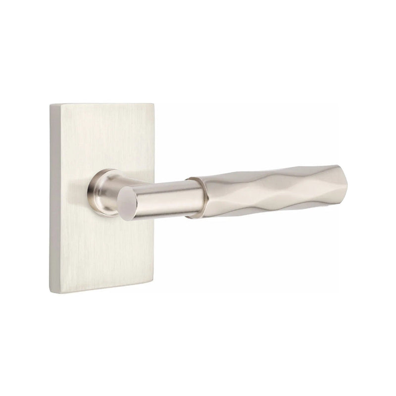 Emtek Select T-Bar Tribeca Lever with Modern Rectangular Rosette in Satin Nickel finish