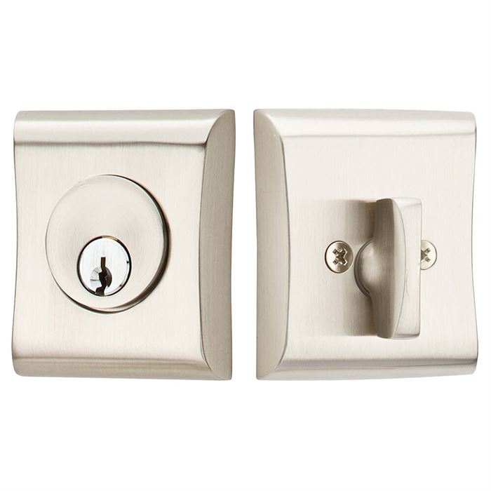 Emtek Single Cylinder Neos Keyed Deadbolt in Satin Nickel finish