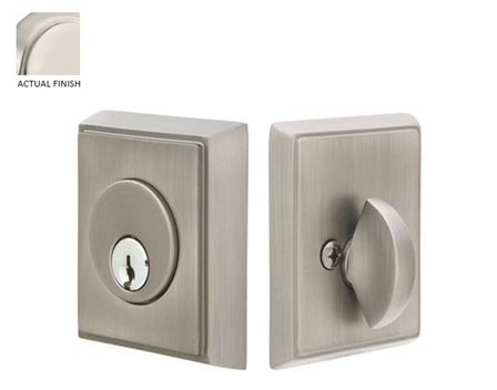 Emtek Single Cylinder Rectangular Keyed Deadbolt in Satin Nickel finish