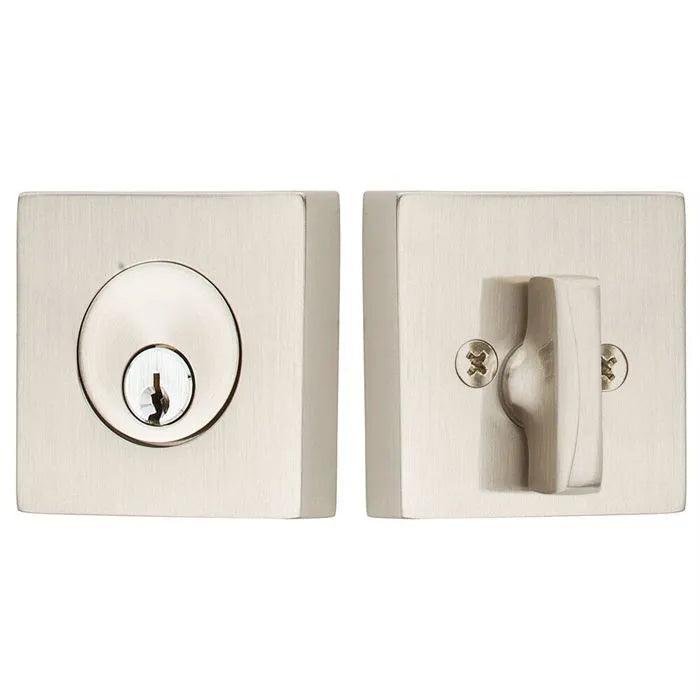 Emtek Single Cylinder Square Keyed Deadbolt in Satin Nickel finish