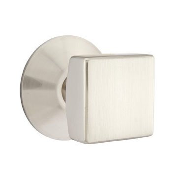 Emtek Square Knob with Modern Rosette in Satin Nickel finish