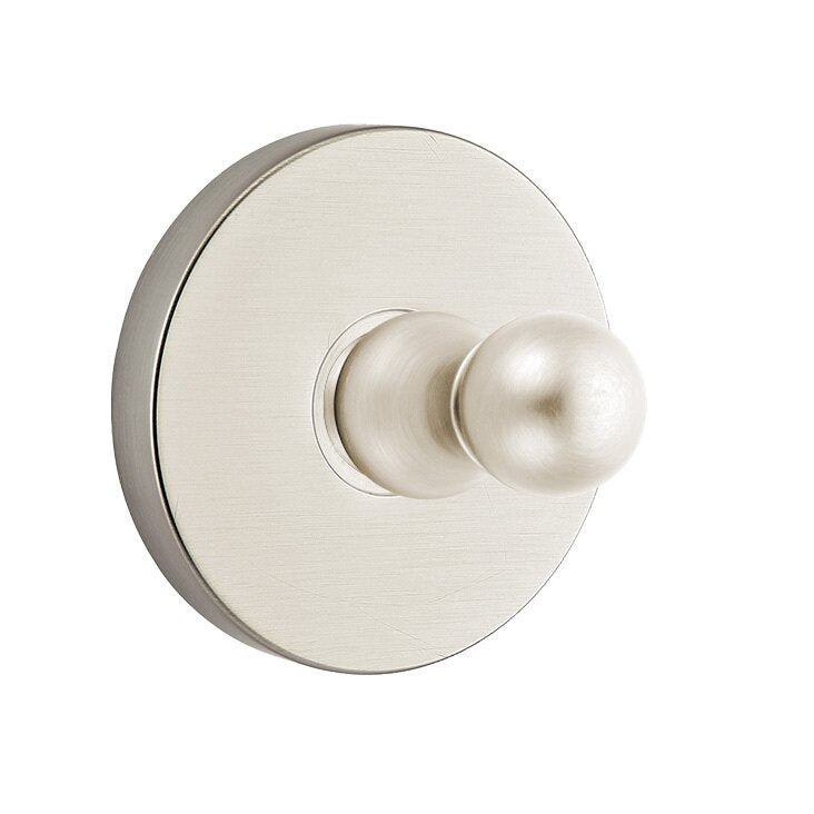 Emtek Traditional Brass Single Robe Hook With Regular Disc Rosette in Satin Nickel finish