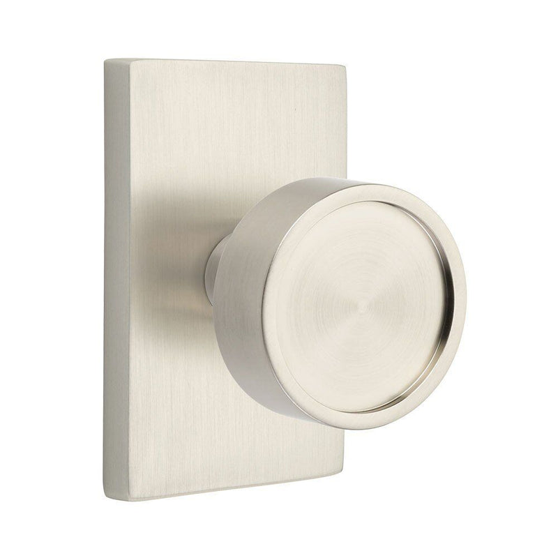 Emtek Verve Knob with Modern Rectangular Rosette in Satin Nickel finish