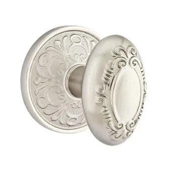 Emtek Victoria Knob with Lancaster Rosette in Satin Nickel finish