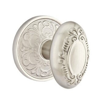 Emtek Victoria Knob with Lancaster Rosette in Satin Nickel finish