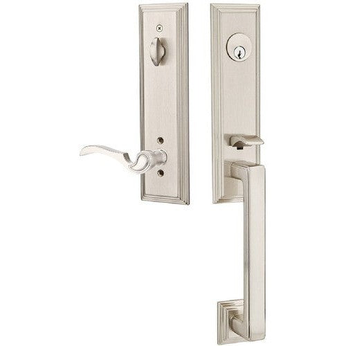 Emtek Wilshire Tubular Entrance Handleset With Coventry Lever in Satin Nickel finish