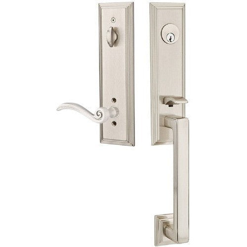 Emtek Wilshire Tubular Entrance Handleset With Elan Lever in Satin Nickel finish