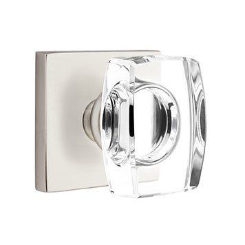 Emtek Windsor Crystal Knob with Square Rosette in Satin Nickel finish