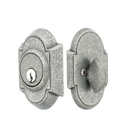 Emtek Single Cylinder #1 Wrought Steel Keyed Deadbolt in Satin Steel finish