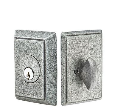 Emtek Single Cylinder #3 Wrought Steel Keyed Deadbolt in Satin Steel finish