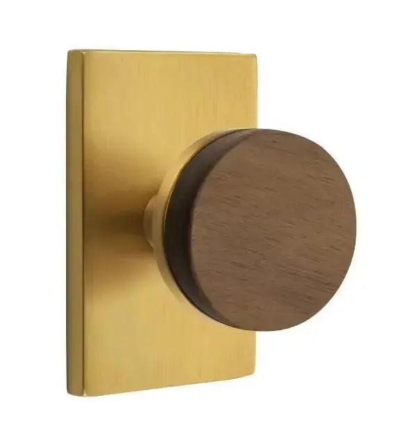 Emtek Select Conical Dark Walnut Knob with Modern Rectangular Rosette in French Antique finish