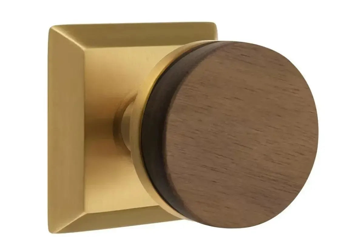 Emtek Select Conical Dark Walnut Knob with Quincy Rosette in French Antique finish