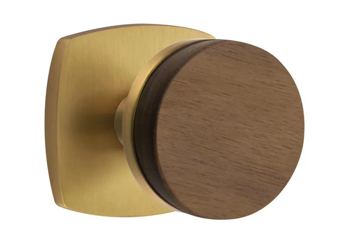 Emtek Select Conical Dark Walnut Knob with Urban Modern Rosette French Antique
