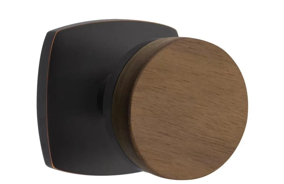 Emtek Select Conical Dark Walnut Knob with Urban Modern Rosette Oil Rubbed Bronze
