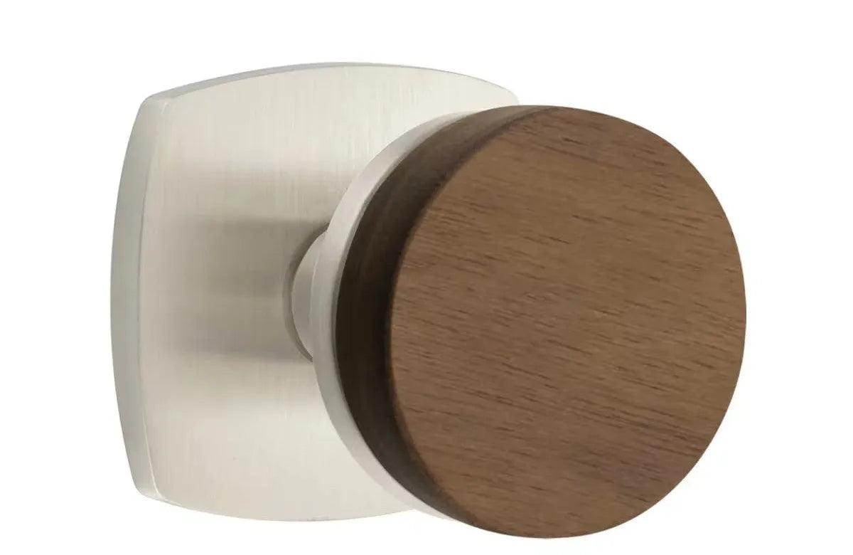 Emtek Select Conical Dark Walnut Knob with Urban Modern Rosette Satin Nickel