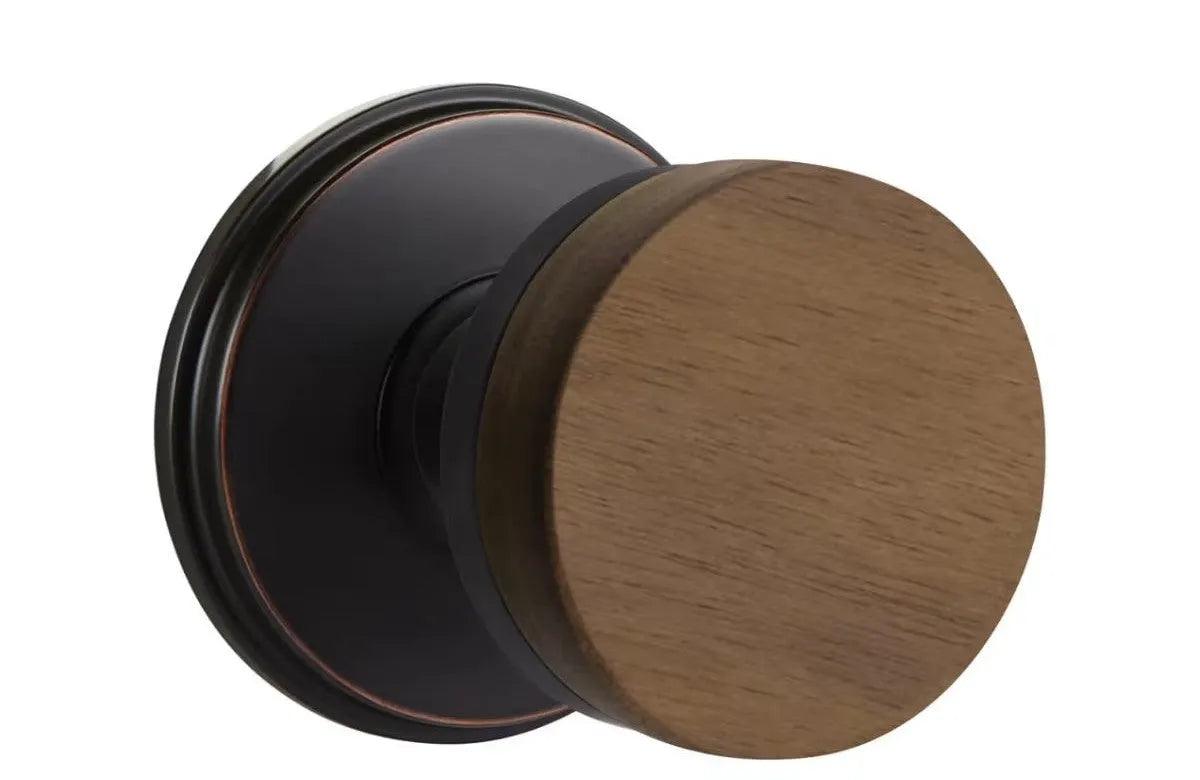 Emtek Select Conical Dark Walnut Knob with Watford Rosette Oil Rubbed Bronze
