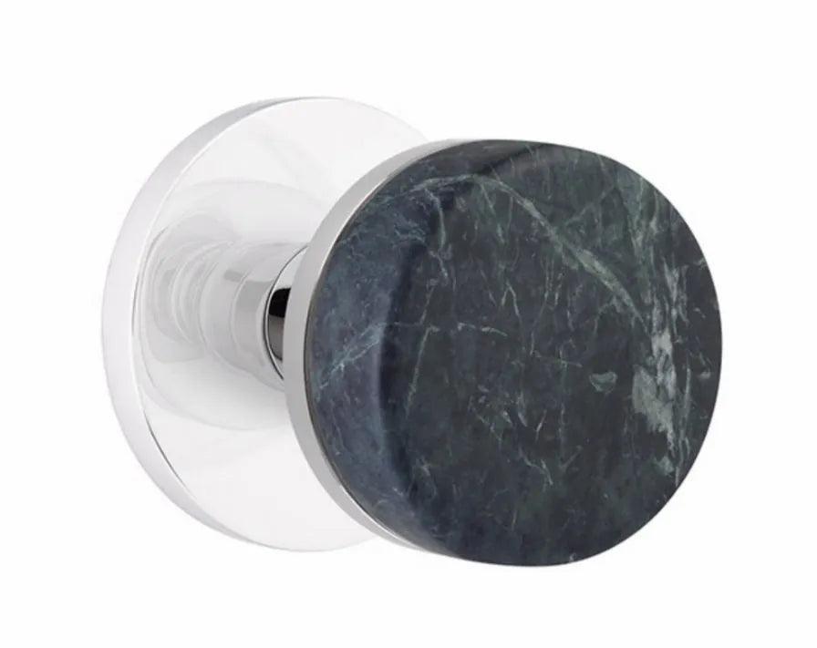 Emtek Select Conical Green Marble Knobset with Disk Rosette Polished Chrome