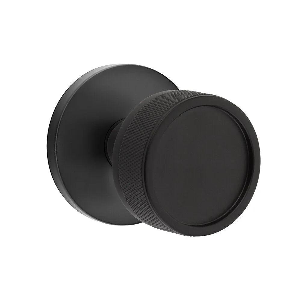 Emtek Select Conical Knurled Knob with Disk Rosette Flat Black
