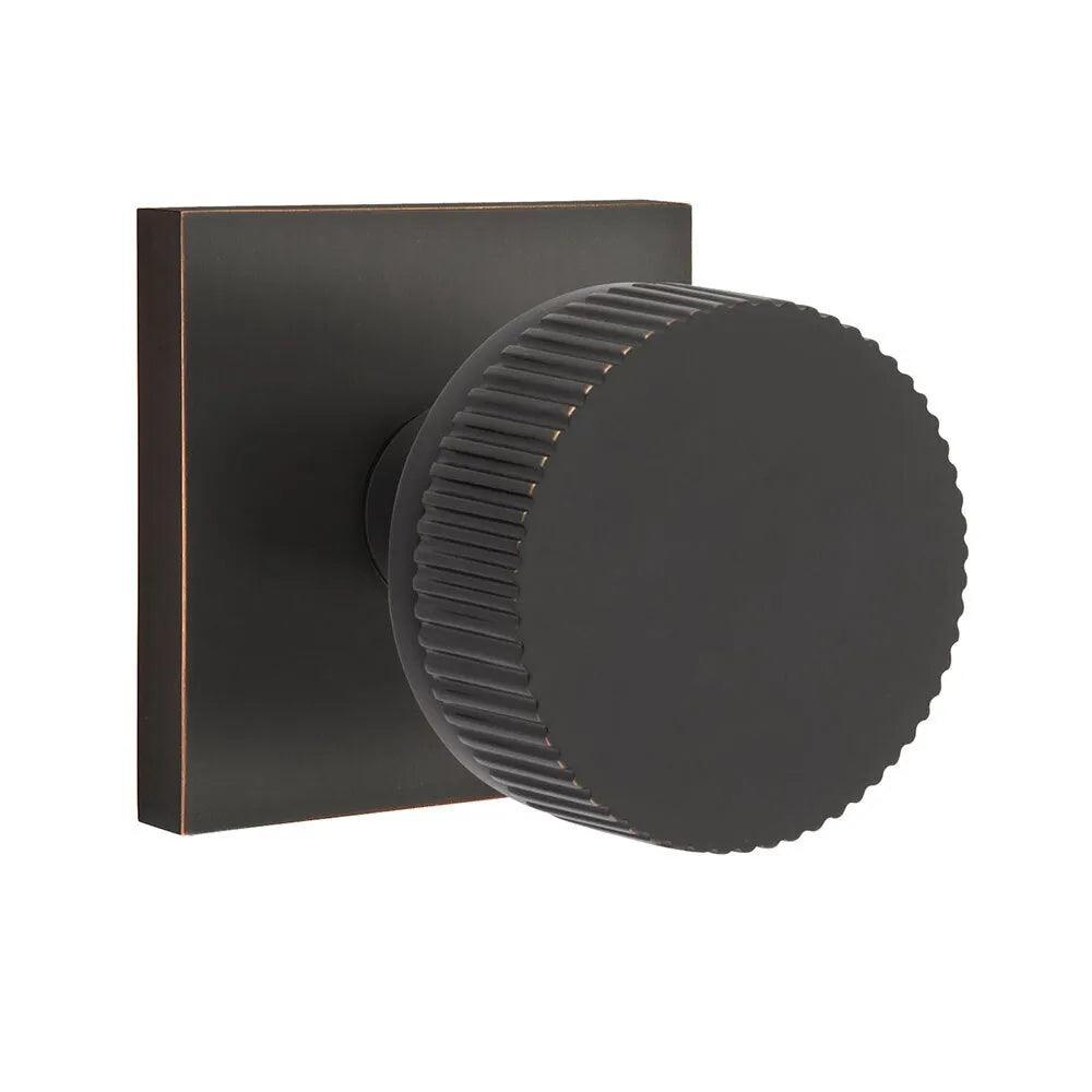 Emtek Select Conical Straight Knurled Knob with Square Rosette Oil Rubbed Bronze