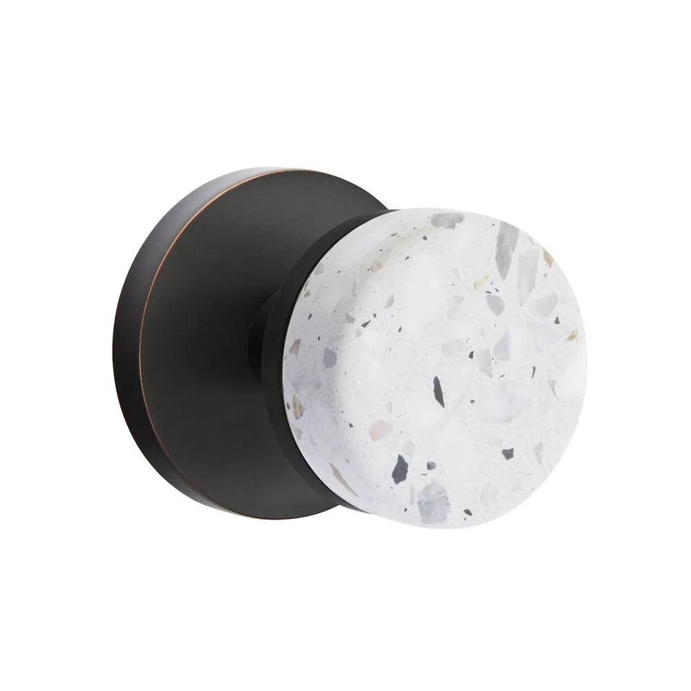 Emtek Select Conical Terrazzo Knob with Disk Rosette Oil Rubbed Bronze