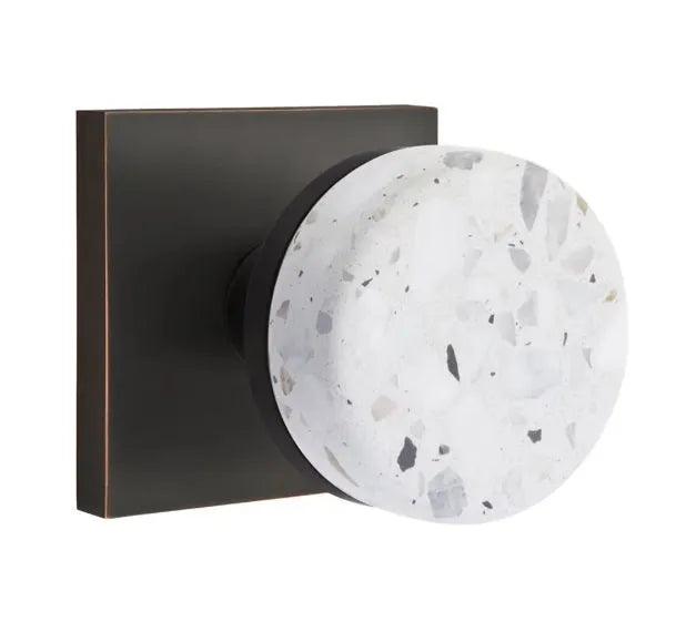 Emtek Select Conical Terrazzo Knob with Square Rosette in Oil Rubbed Bronze finish